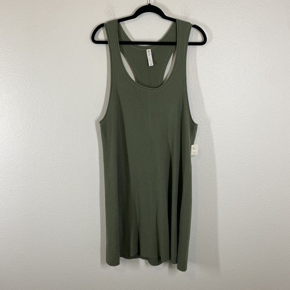 Daily Practice Dress Womens 2X Moss Green Ribbed Tank Sleeveless Swim Coverup